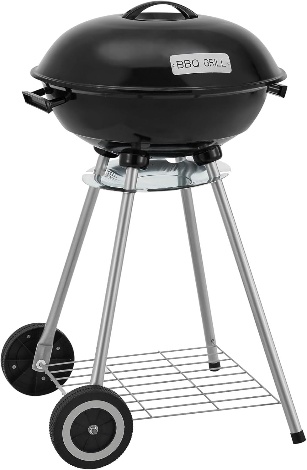 Outdoor Charcoal BBQ Kettle Grill 80x49x47cm with Lid Wheels Garden Patio