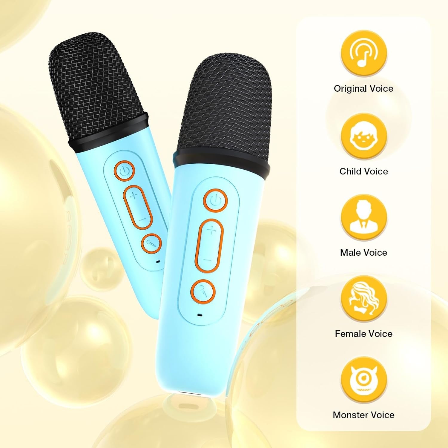 Kids Karaoke Machine with 2 Mics Bluetooth LED Party Speaker Blue