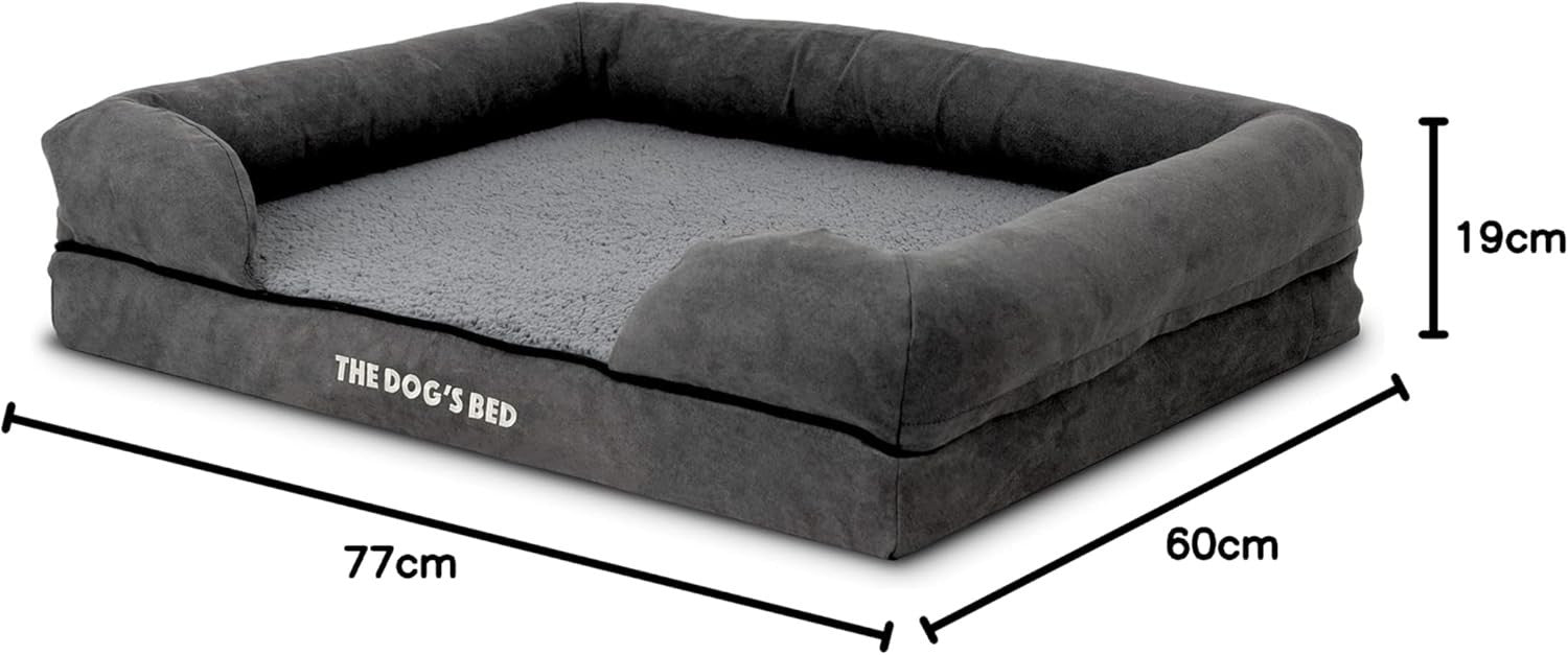 Medium Orthopedic Dog Bed Plush Memory Foam 77x60cm Grey