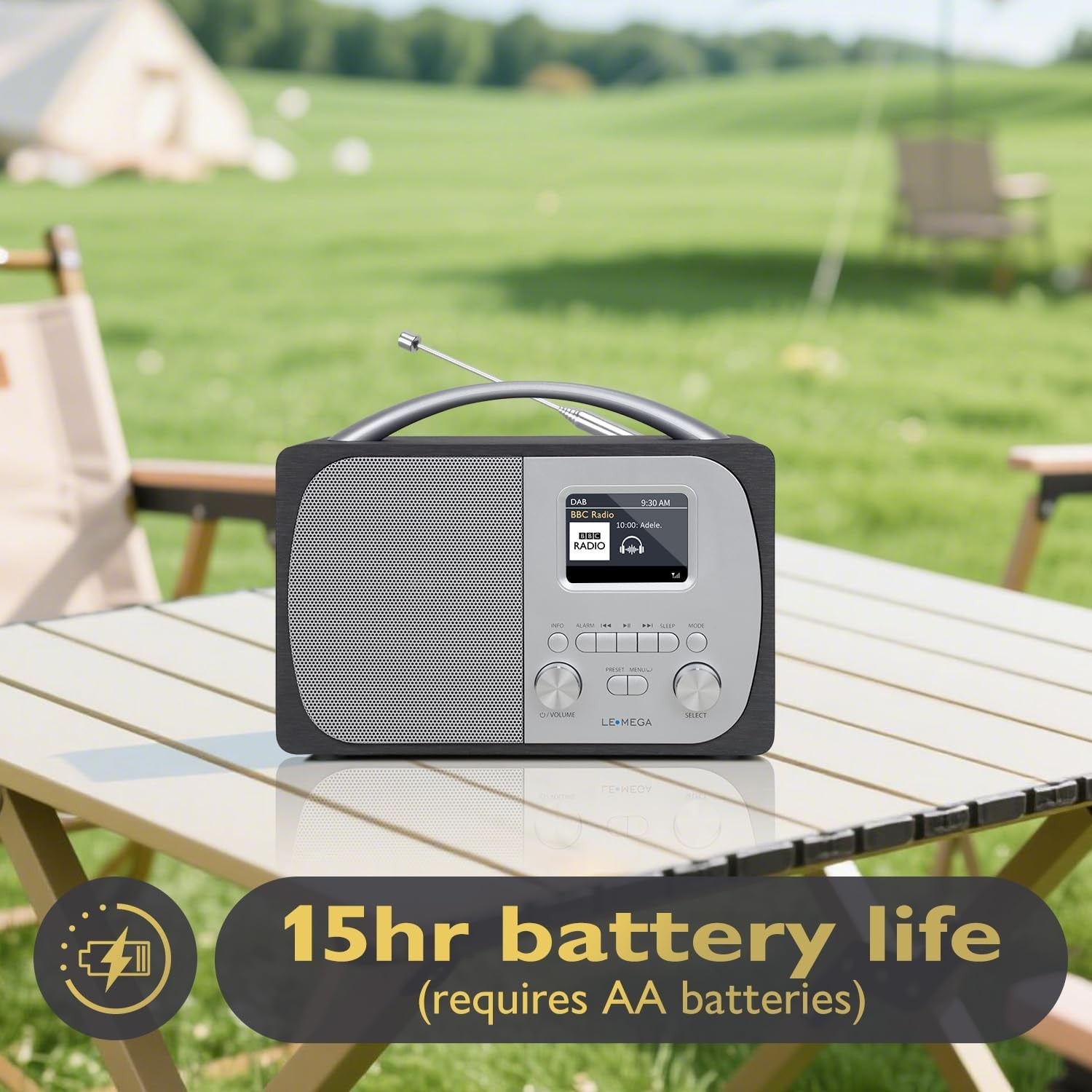 DAB DAB+ FM Digital Radio Bluetooth Alarm Clock Anthracite Wood