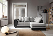 Modern Black L-Shaped Corner Sofa Sectional with Faux Leather & Chenille Comfort