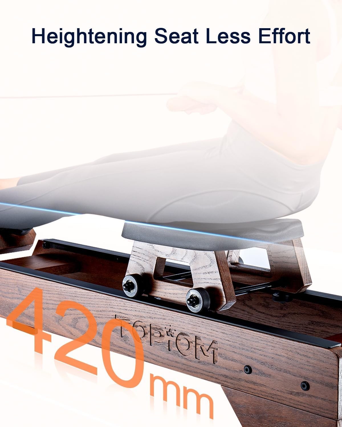 Oak Wood Water Rowing Machine Bluetooth LCD Home Rower 400LB Capacity