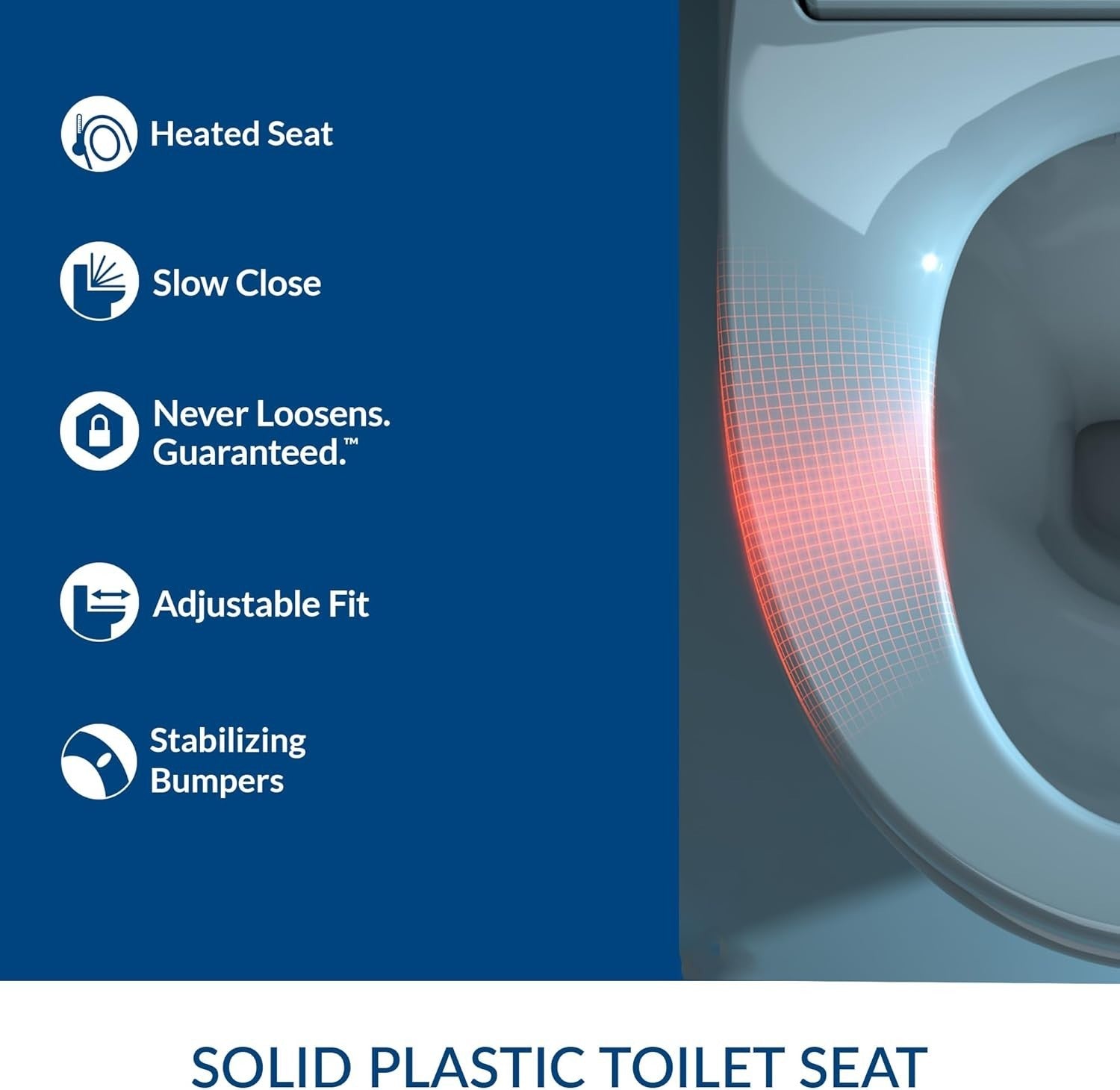 Radiance Elongated Toilet Seat White Soft Close LED Night Light