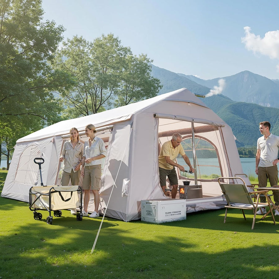 8-10 Person Inflatable Camping Tent Waterproof Oxford Air Beam