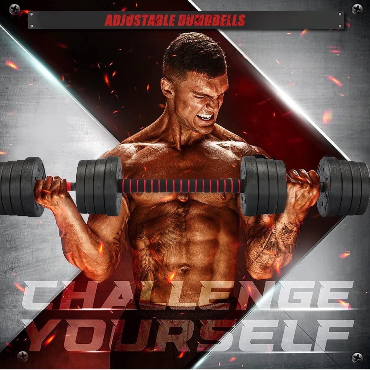 Adjustable Dumbbells Barbell Set Up to 30KG Home Gym Weight Training Kit