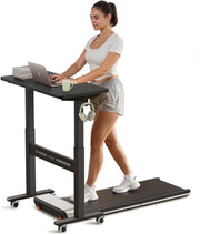 Black Mobile Standing Desk Walking Pad Compatible Adjustable Pneumatic Desk