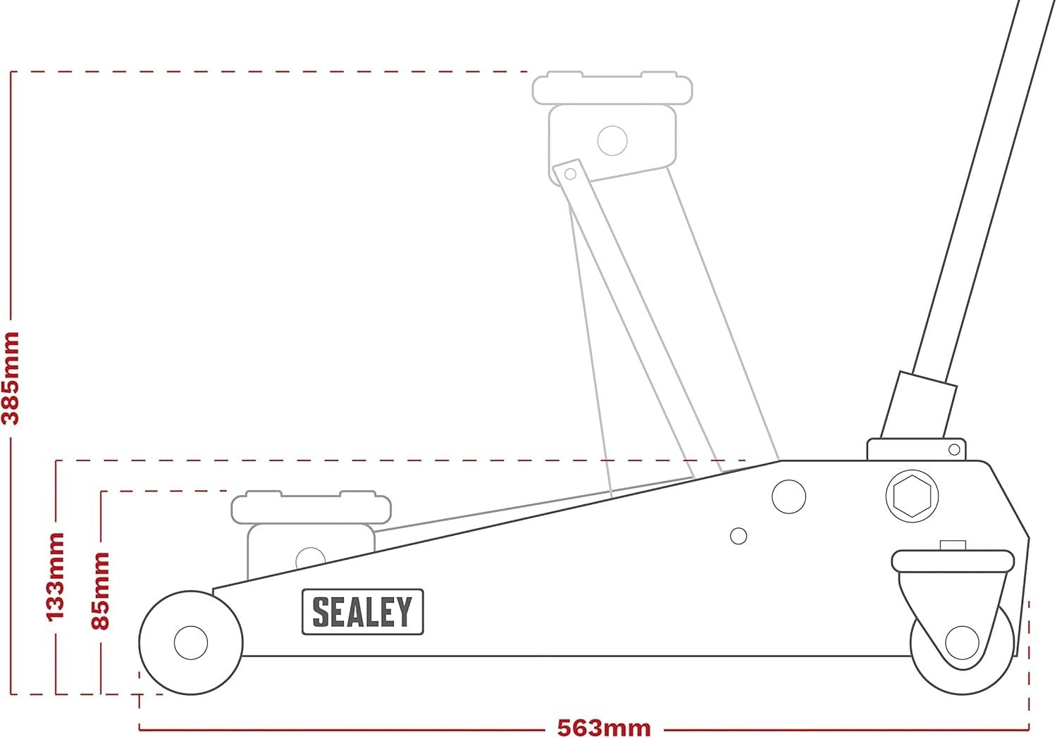 2 Tonne Low Profile Trolley Jack Car Lift 85–385mm Heavy Duty Short Chassis