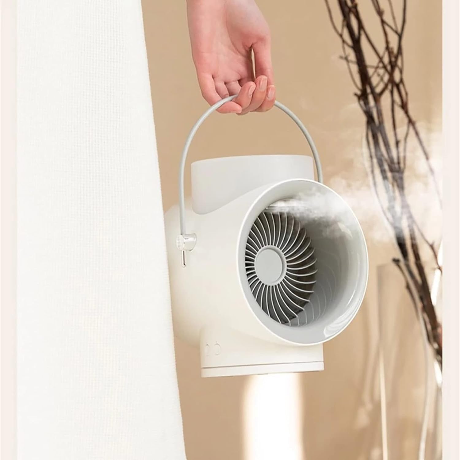 Black Double Humidifier USB Desk Fan – 3 Speeds, 4000mAh, 350ml Water Cooling
