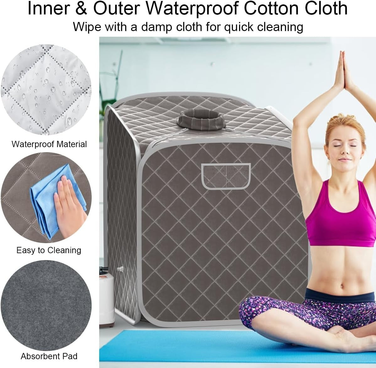 Portable Steam Sauna Tent Grey Home Spa 1000W Fast Heat Remote Chair Foot Roller
