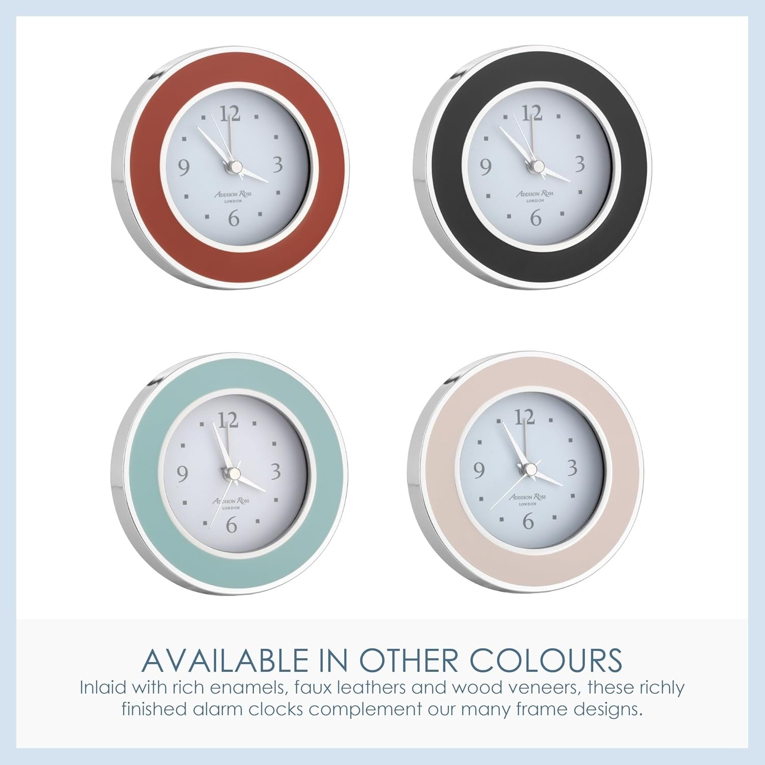 Silent Sweep Alarm Clock Pastel Blue Gold Bedside Home Office Decor