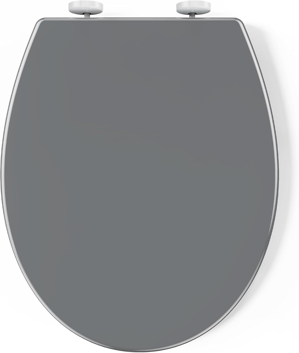 Soft Close Toilet Seat Top Fixing O Shape Grey Adjustable Hinges 44x37cm