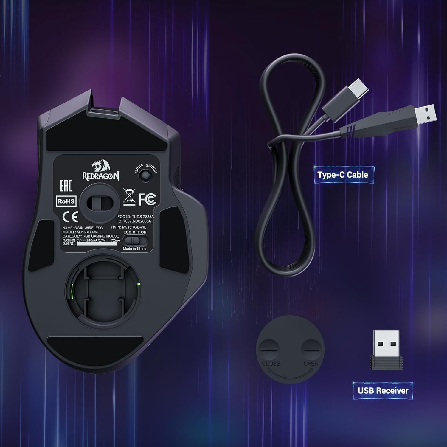 Wireless Gaming Mouse 16000 DPI RGB 9 Macro Buttons 2.4G USB