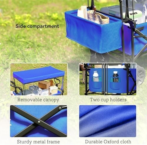 120L Folding Festival Trolley Cart Canopy All Terrain Wheels Garden