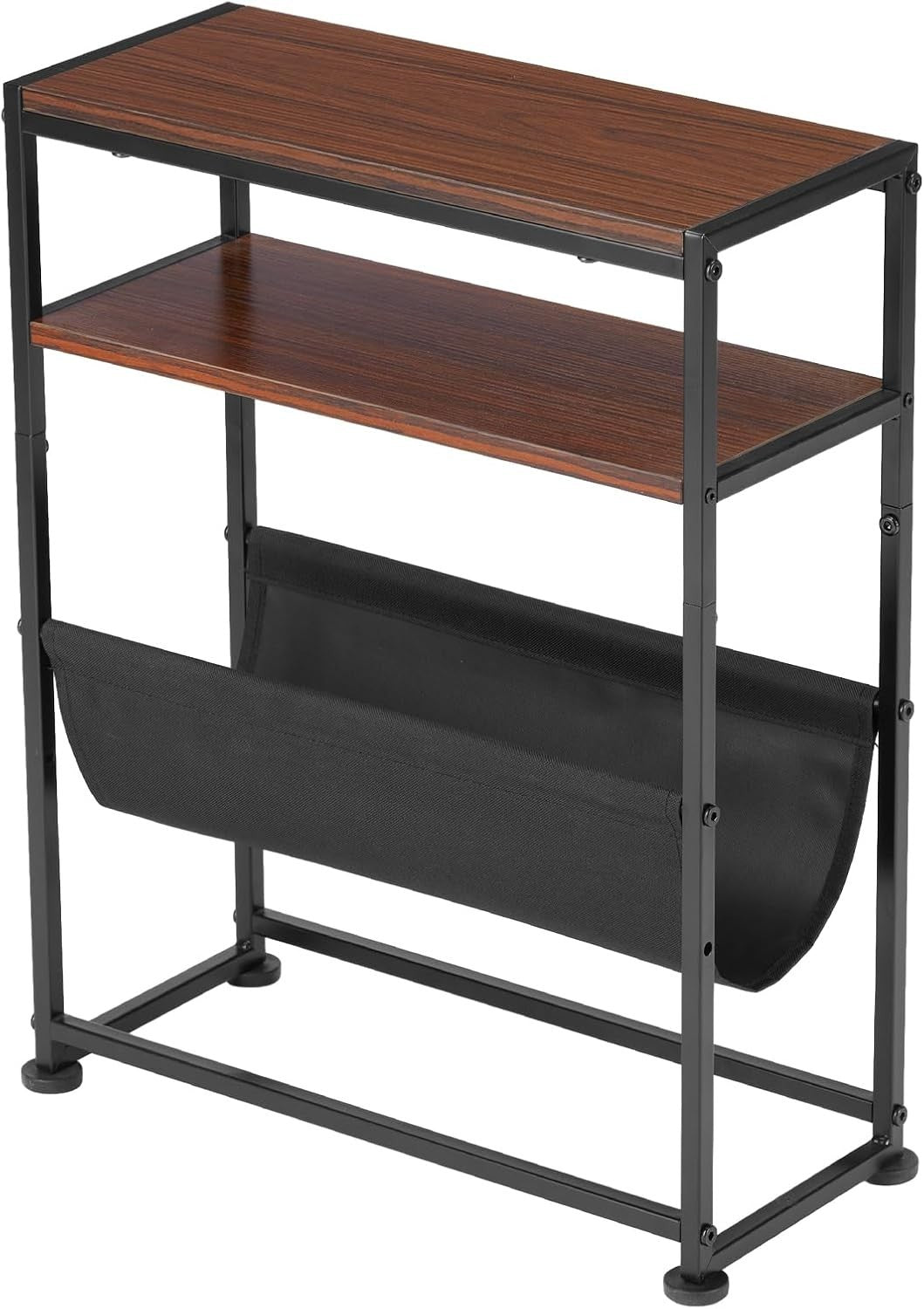 Slim Side Table for Small Spaces – Narrow End Table with Storage & Magazine Rack