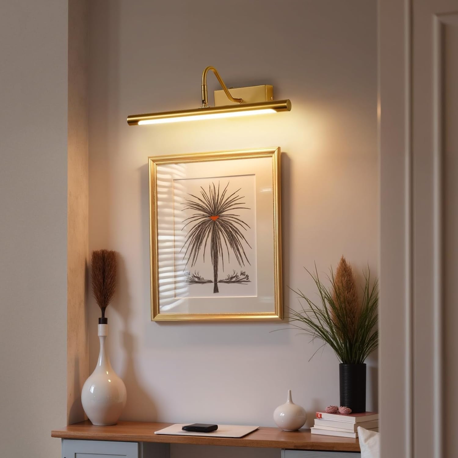Adjustable Gold LED Picture Light 40cm | 8W Energy-Saving Wall Lamp for Art