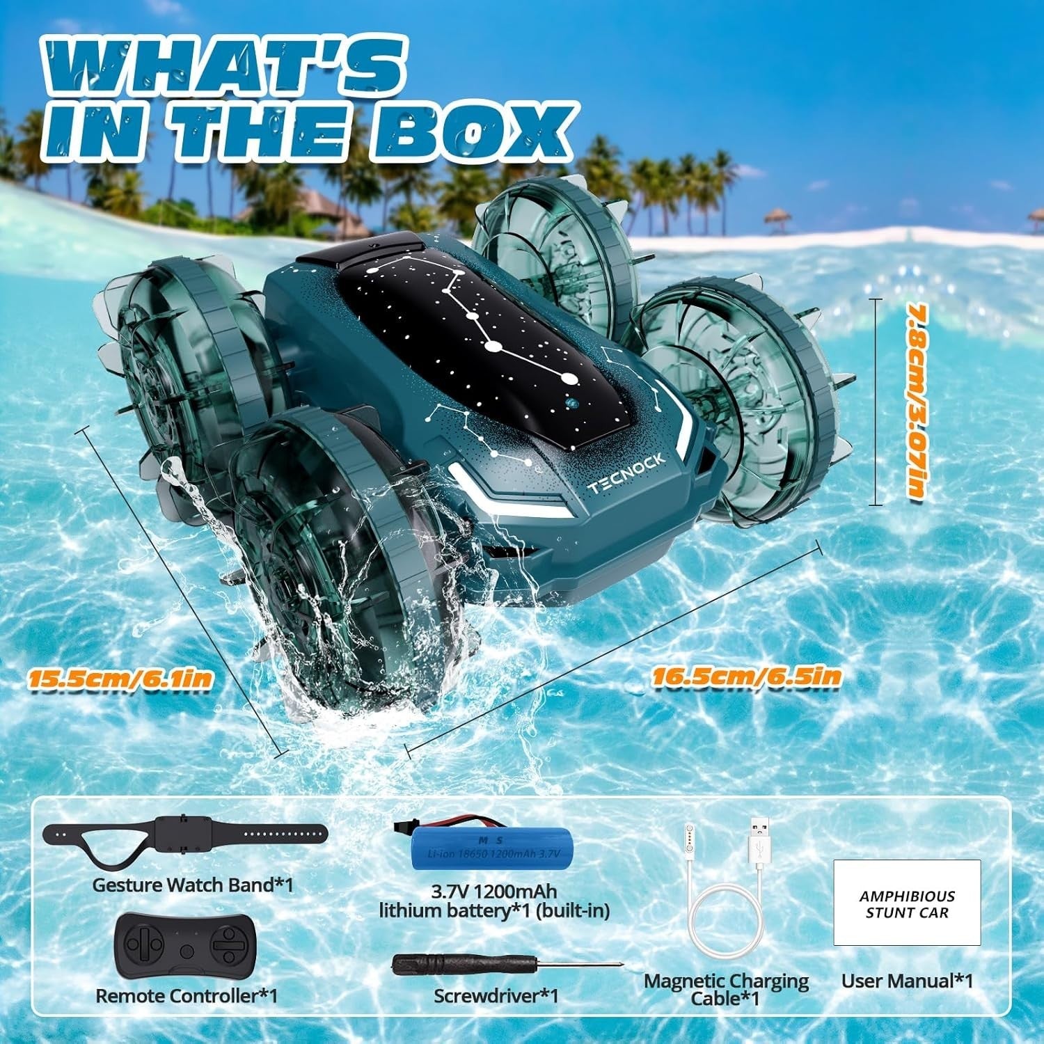 Amphibious 4WD Gesture RC Car Boat 60min Play Magnetic Charge Kids Gift