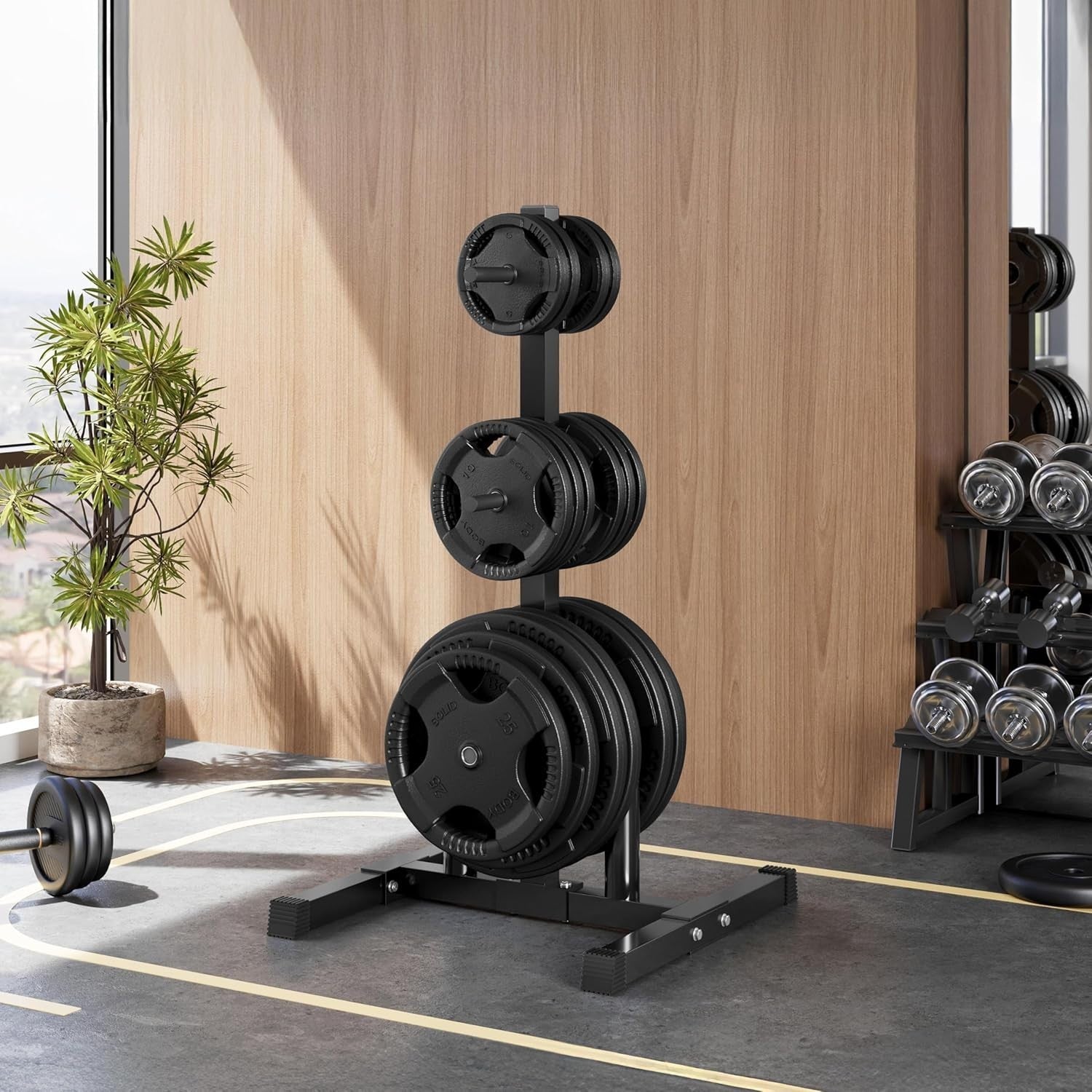 Vertical Weight Plate & Barbell Rack – Home Gym Storage Heavy Duty 400kg