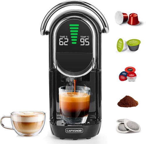 5-in-1 Pod Coffee Maker 20Bar Hot & Cold Brew Machine Compact Fast Heat-Up