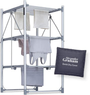 3 Tier Heated Clothes Airer with Timer Foldable Energy Efficient Indoor