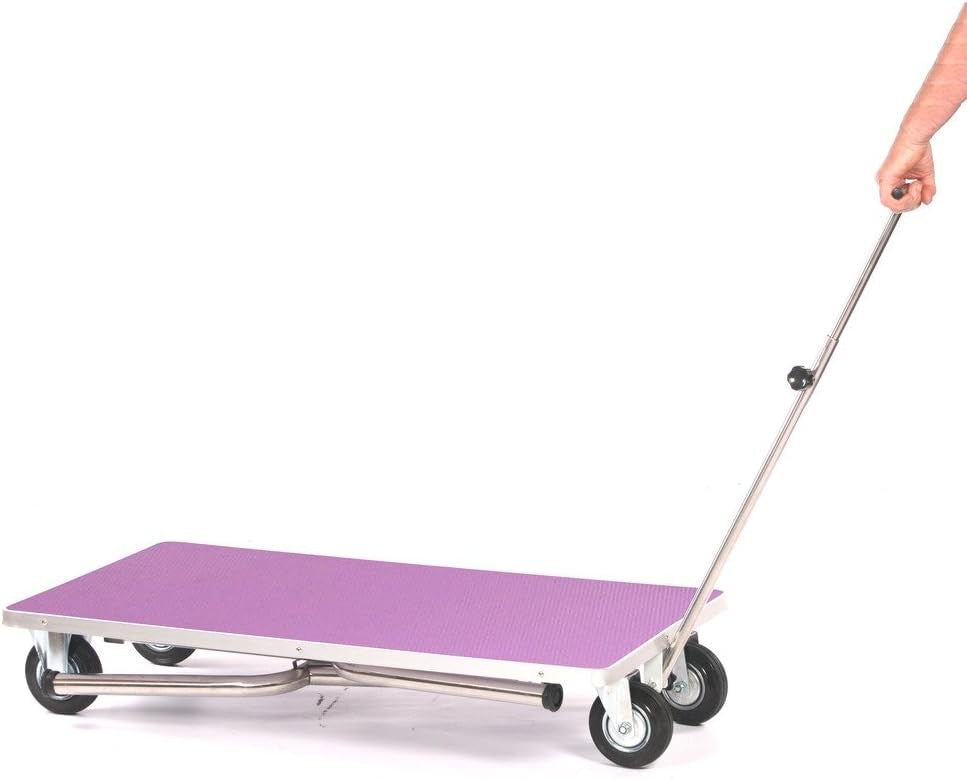 Mobile Dog Grooming Table Stainless Steel with Wheels Adjustable Arm Purple