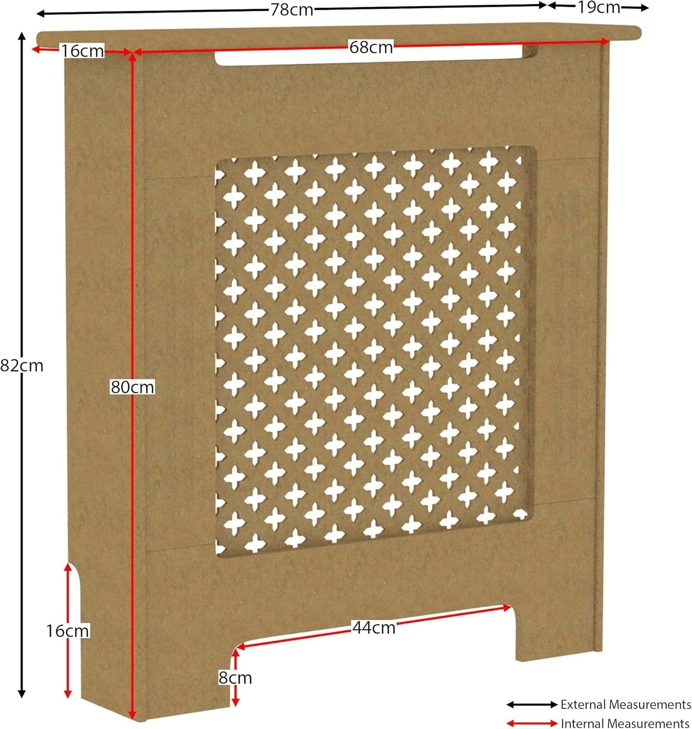 Small Radiator Cover | Unfinished MDF Cross Pattern Cabinet
