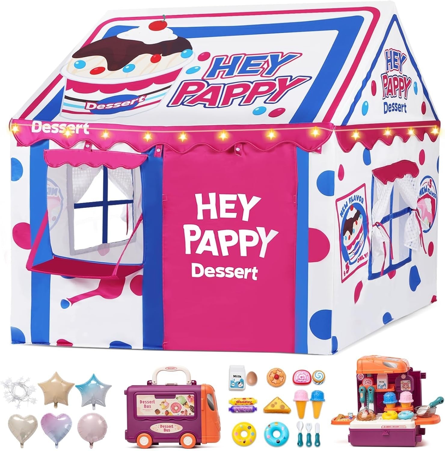 Dessert Shop Kids Play Tent Indoor Outdoor w Lights Toys Windows