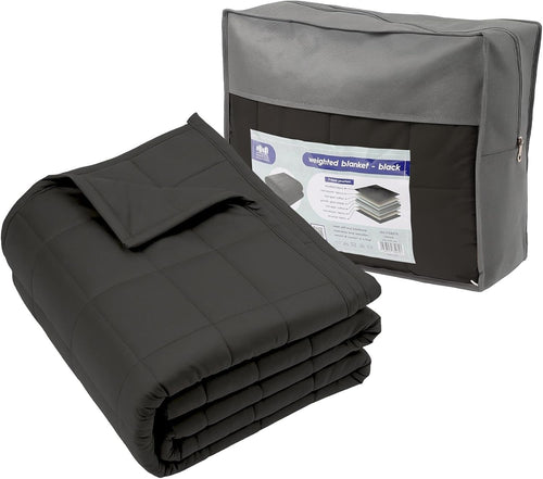 Black Cotton Weighted Blanket 8kg 150x200cm for Stress Relief with Bag
