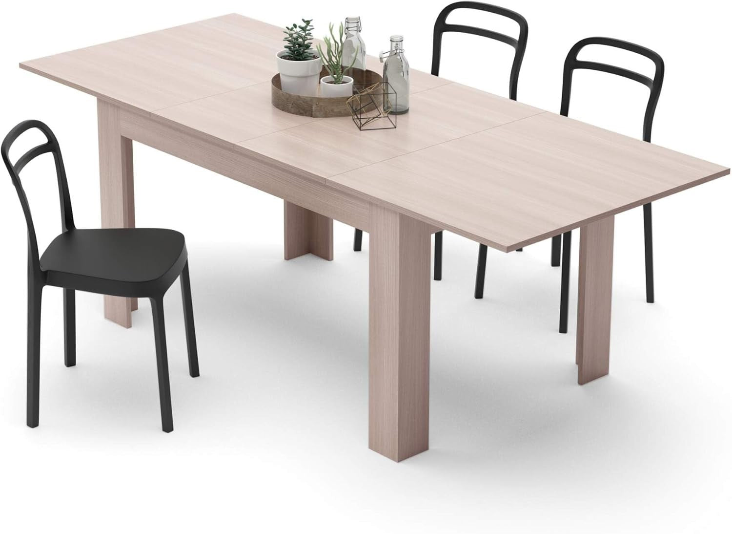 Extendable Dining Table Pearled Elm 220cm Wood 6–8 Seater Modern Space Saver
