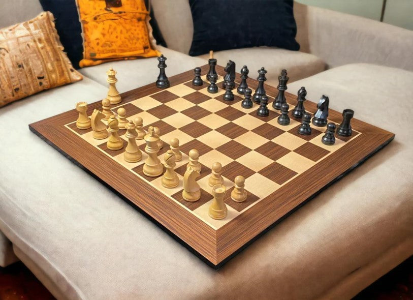 Luxury 3.75" Ebonised Chess Set with 20" Wenge Board & Storage Box