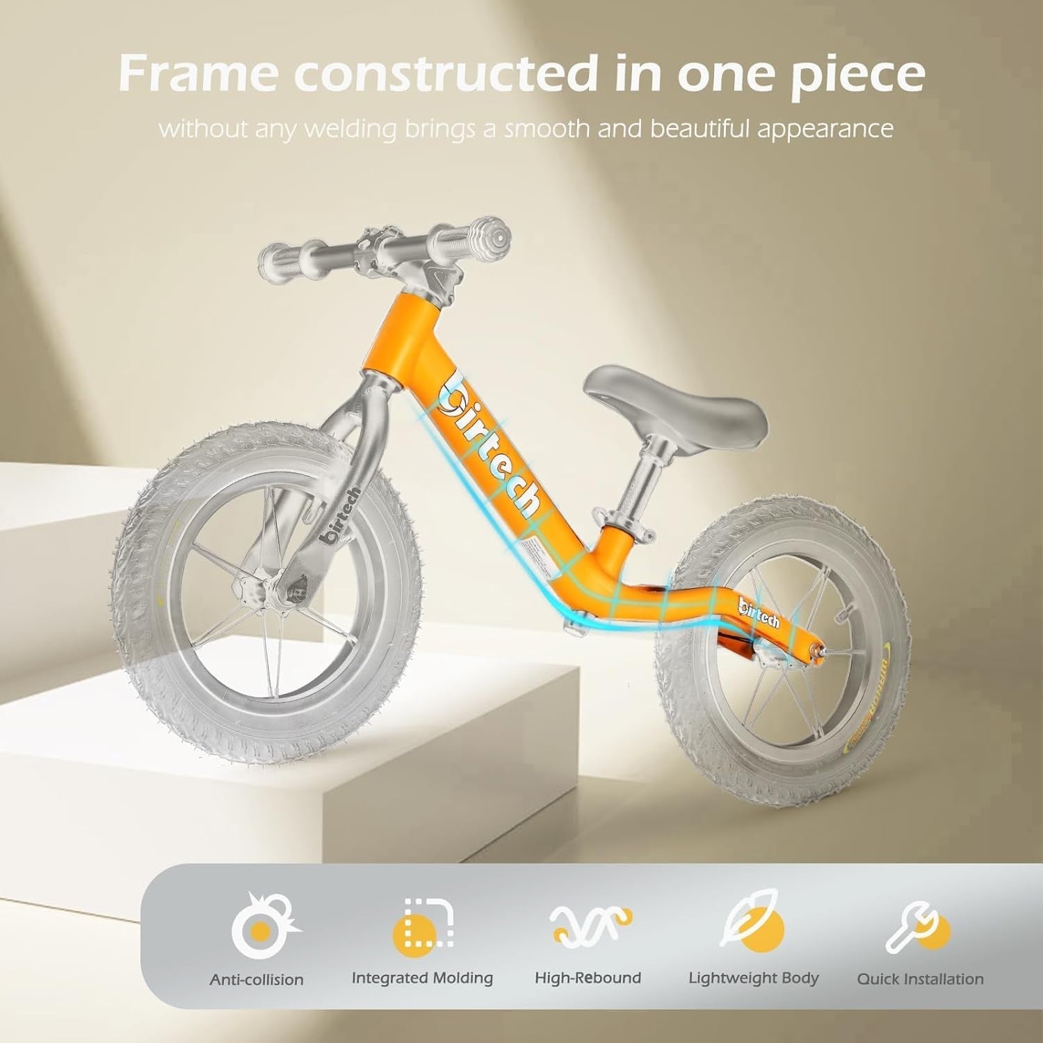 12" Kids Balance Bike Adjustable Seat Air Tires Training Bike Age 2-5