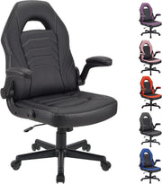 Ergonomic Gaming Chair Flip-Up Arms Faux Leather Black