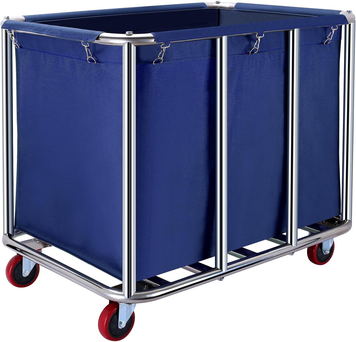 400L Commercial Laundry Cart with Wheels | Heavy Duty Steel Frame Blue Hamper