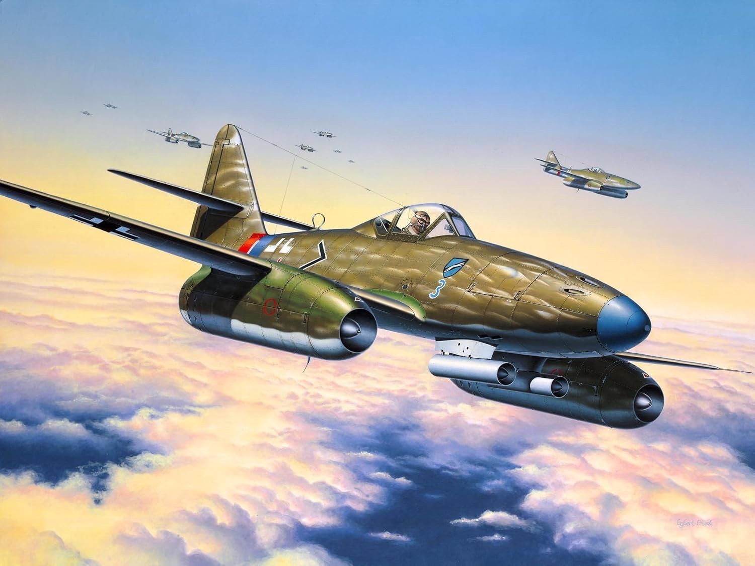 1:72 Scale WWII Jet Fighter Model Kit - Unpainted, 56 Pieces, Military Display