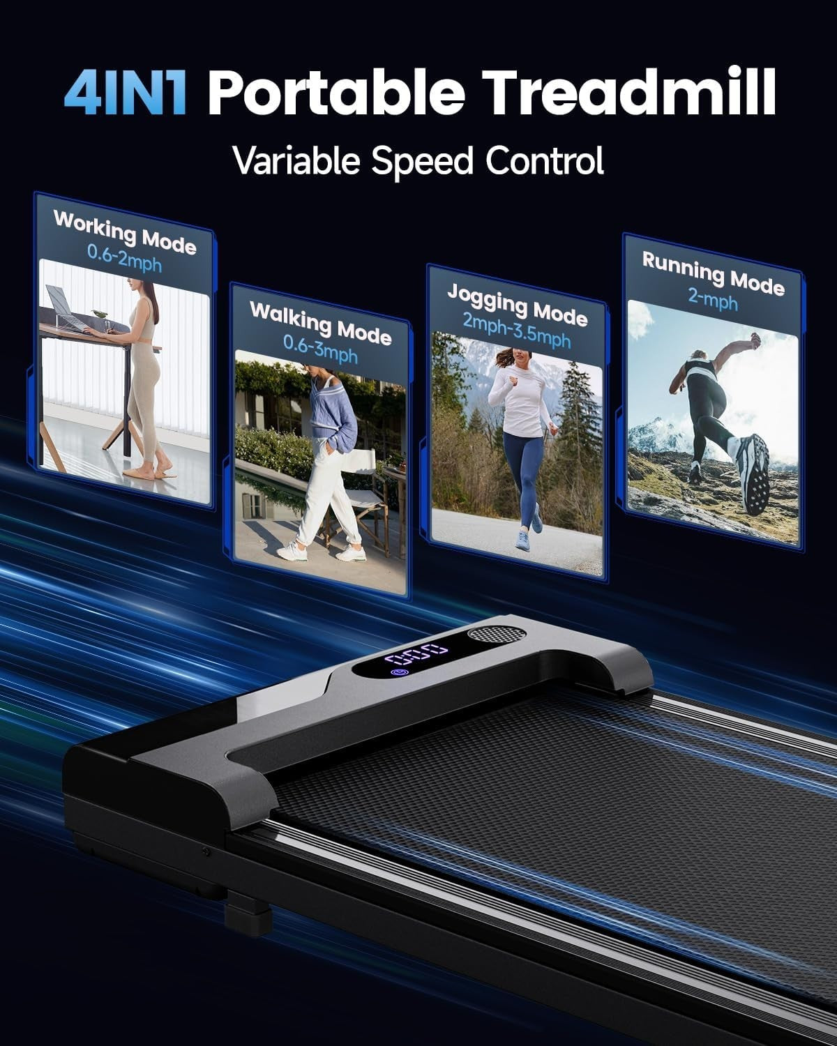 Compact Under Desk Treadmill – Portable Home Walking Pad with LED & Remote