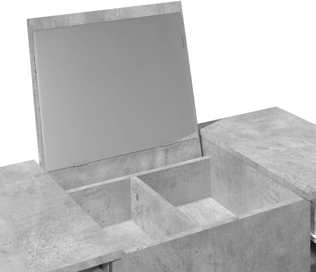 Vanity Dressing Table Desk Concrete Grey Makeup Mirror Storage Drawers Wood
