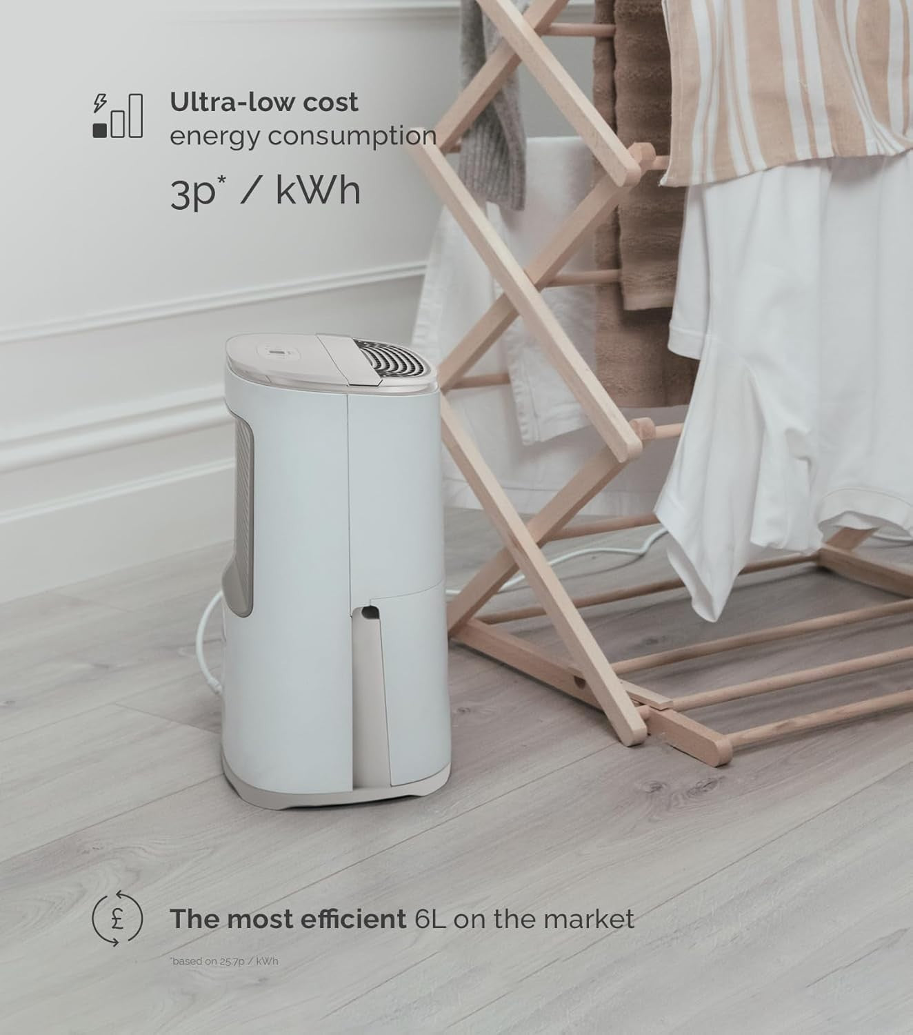 Compact 6L Dehumidifier with HEPA Air Purifier 32dB Bedroom Flat