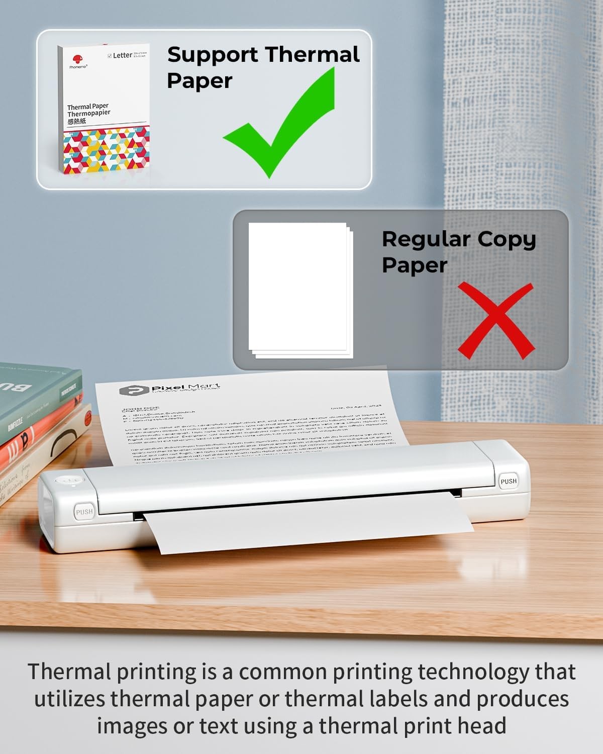 A4 Portable Thermal Printer Bluetooth Wireless Inkless White