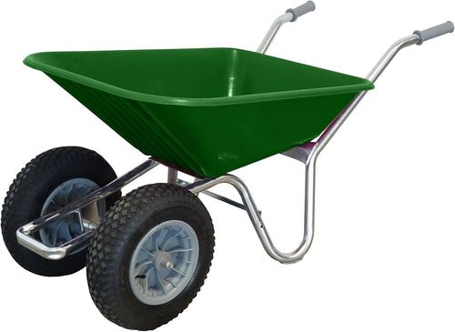 120L – 2-Wheel Garden Wheelbarrow – Green – Solid Puncture Proof Heavy 200kg