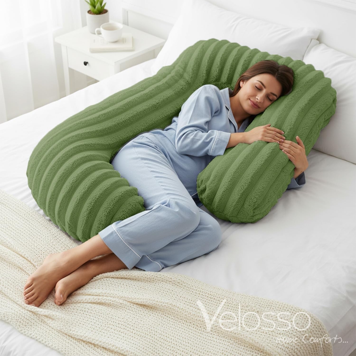 U Shaped Full Body Maternity Pillow Velvet Plush Pregnancy Side Sleeper