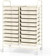 20 Drawer Rolling Storage Trolley Mobile Organiser Cart with Wheels