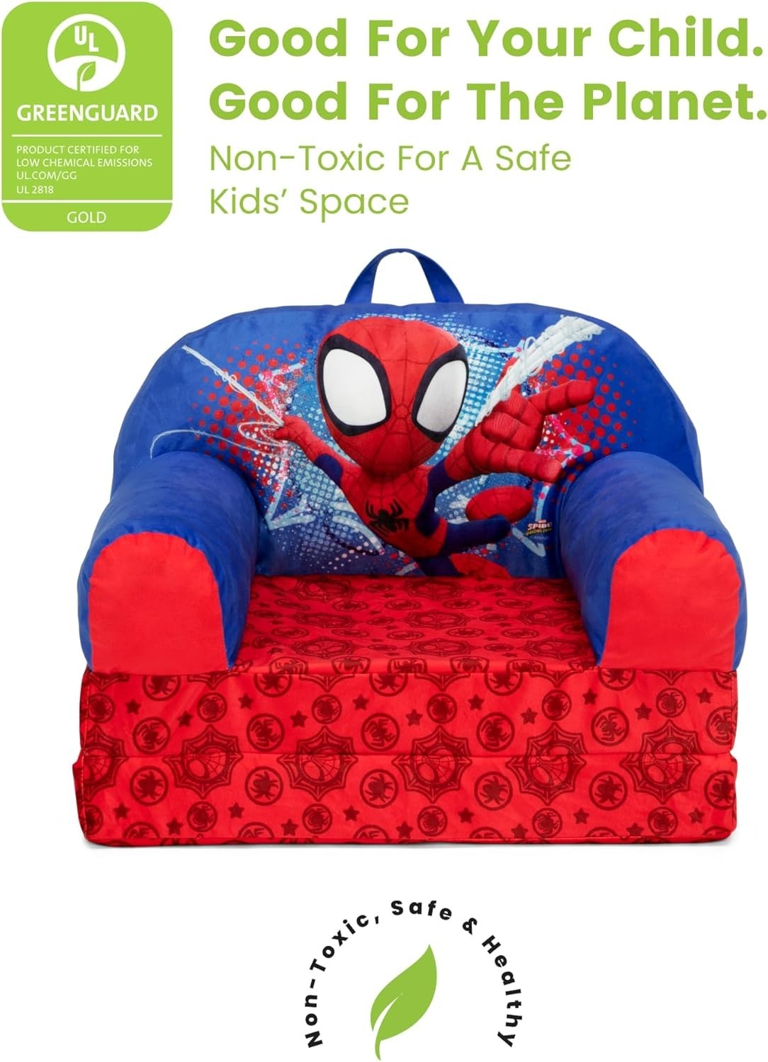 Kids Flip-Out Lounge Chair 2-in-1 Sleeper with Foam Comfort, Lightweight.