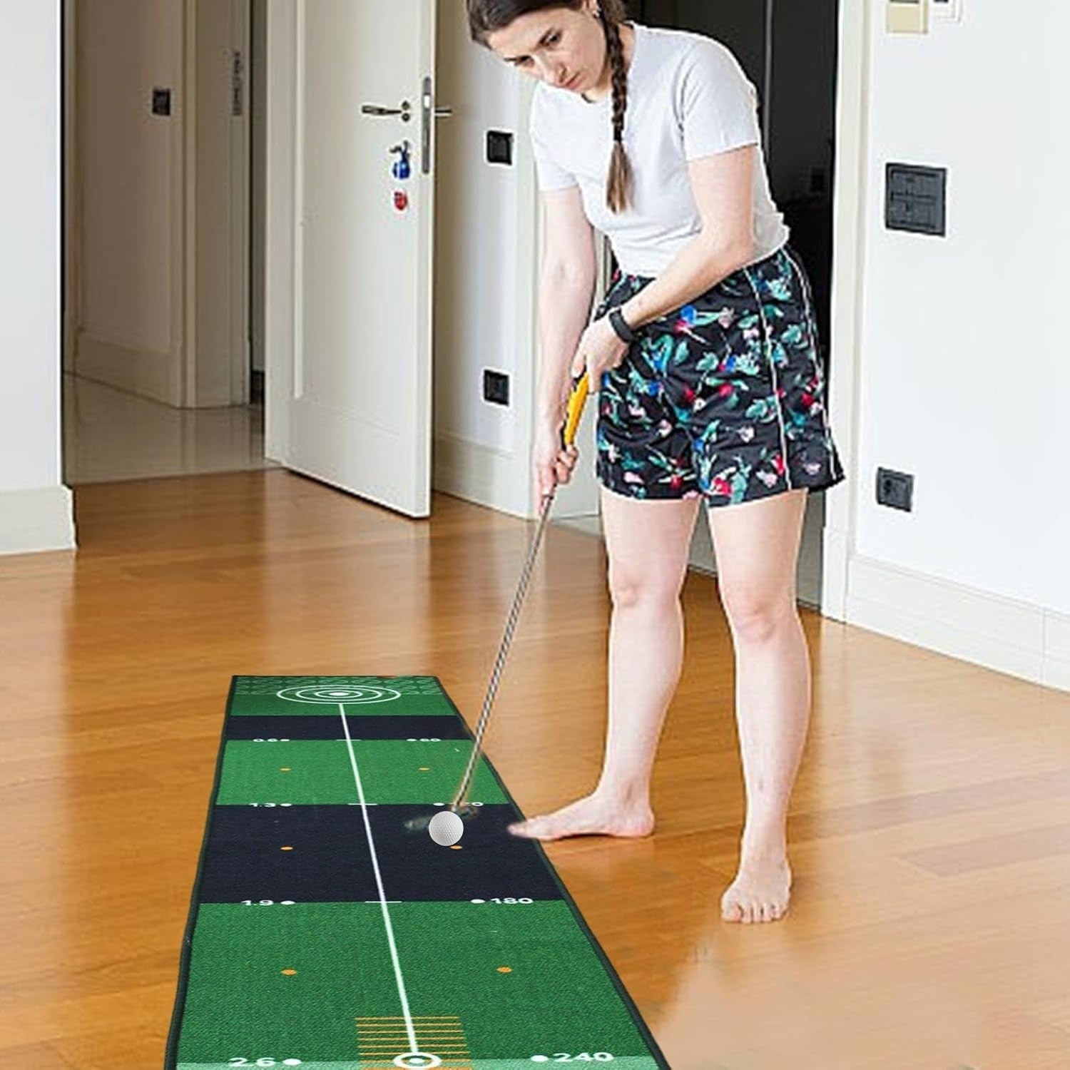 Golf Putting Practice Mat Indoor Trainer Distance Marker Home Office 33"