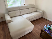 Ivory Leather Air Storage L-Shape Corner Sofa (PTP)