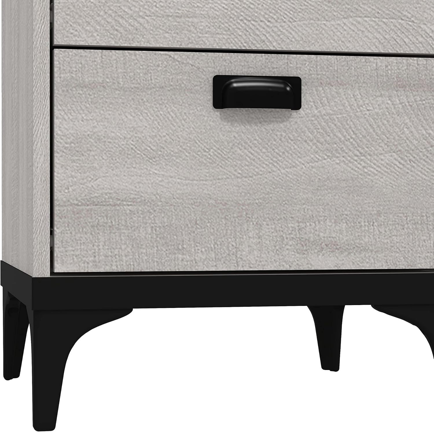 2 Drawer Bedside Table Dusty Grey Oak Storage Cabinet for Bedroom Hallway