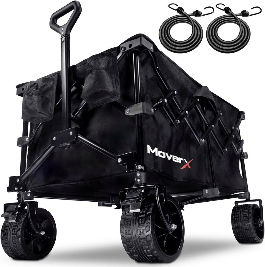 200L Folding Wagon Trolley All-Terrain Wheels Adjustable Handle Camping Cart