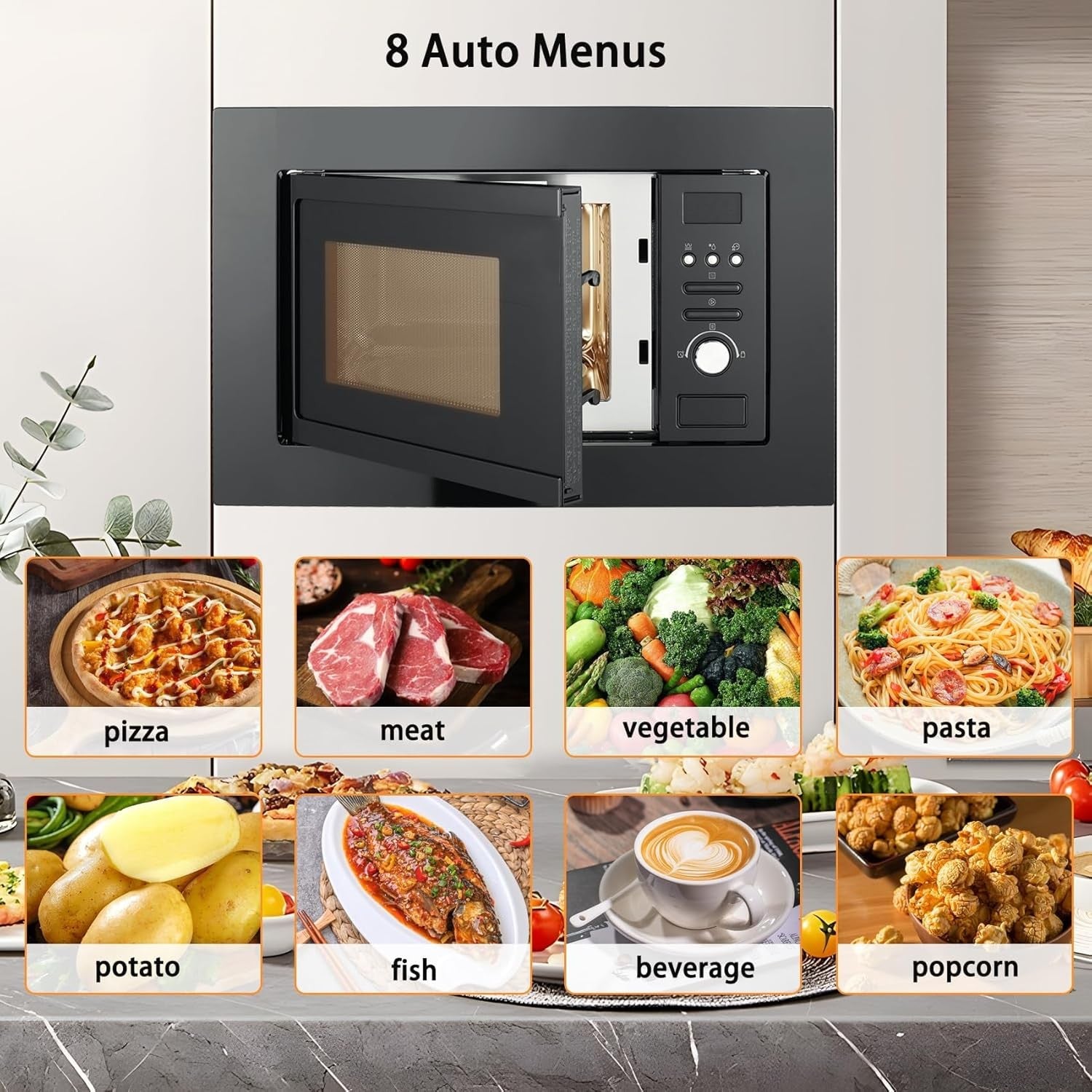 20L Built In Microwave Oven 800W Grill 1000W Digital Black