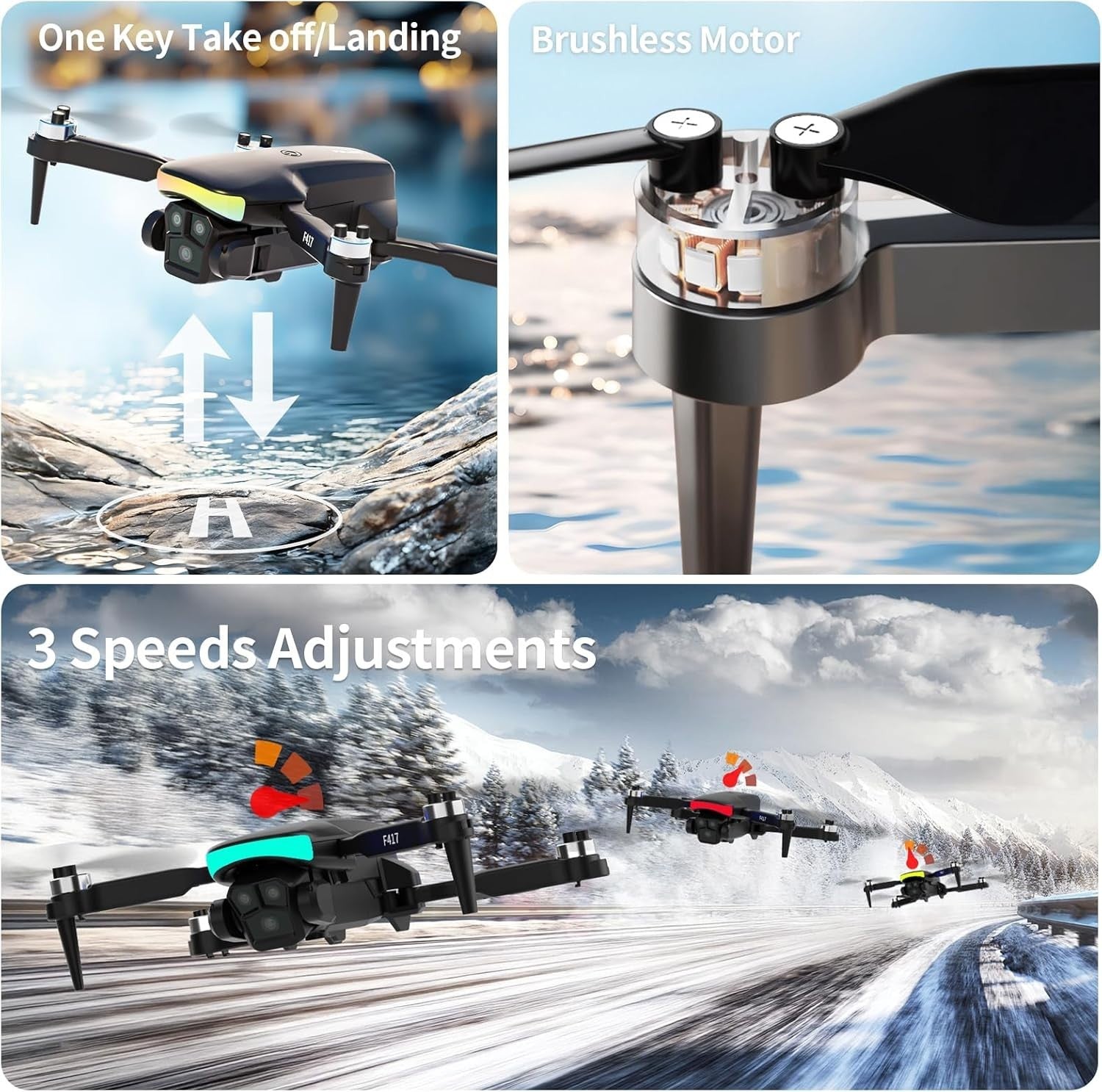 1080P Dual Camera Foldable Drone | LED Lights, Optical Flow, APP Control