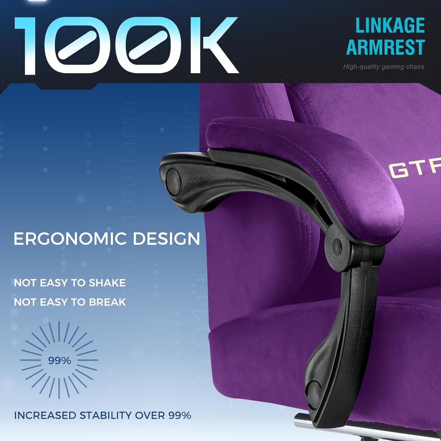 Fabric Gaming Chair w/ Footrest Reclining Ergonomic Office Purple