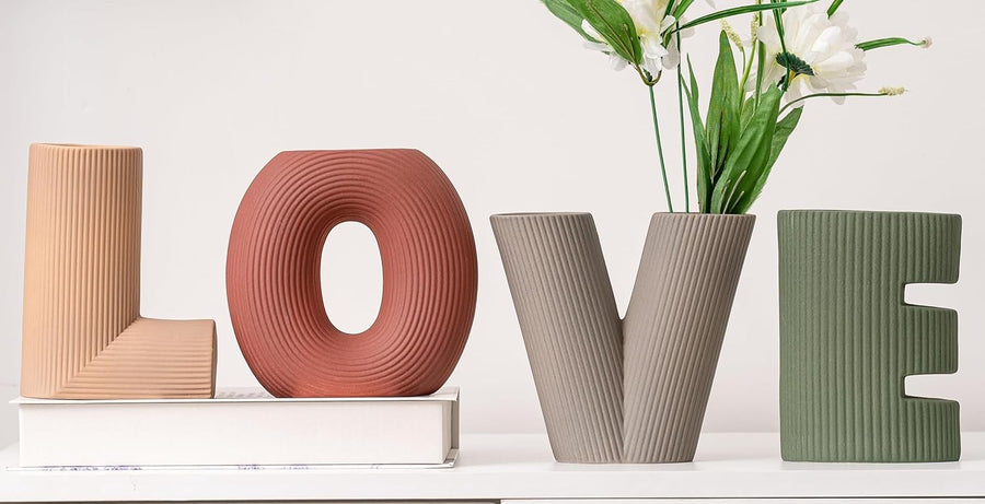 Ceramic Vase of 4 Modern Nordic Boho Home Decor Sculptural Ornaments