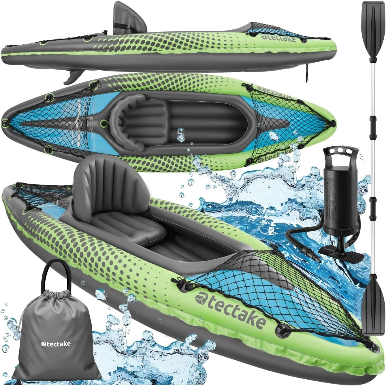 Inflatable Single Kayak Set PVC Canoe w/ Paddle Pump Carry Bag